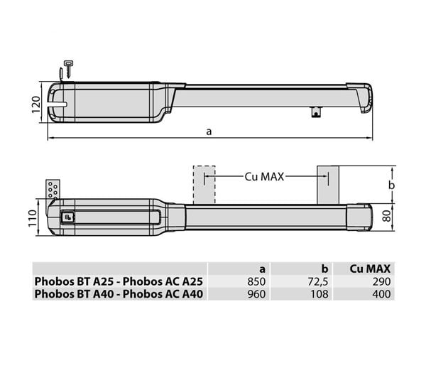 BFT Phobos AC A25 Dairesel Kanatlı Kapı Motoru Kit